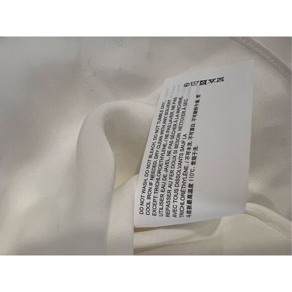 Theory Women's Ivory Silk Georgette Tie Neck Button Down Blouse Size Large NWOT - Picture 11 of 11